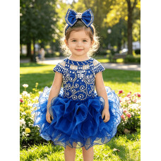 Infant/toddler/baby/children/kids Girl's glitz Pageant evening/prom Dress/clothing G225(Royal Blue)